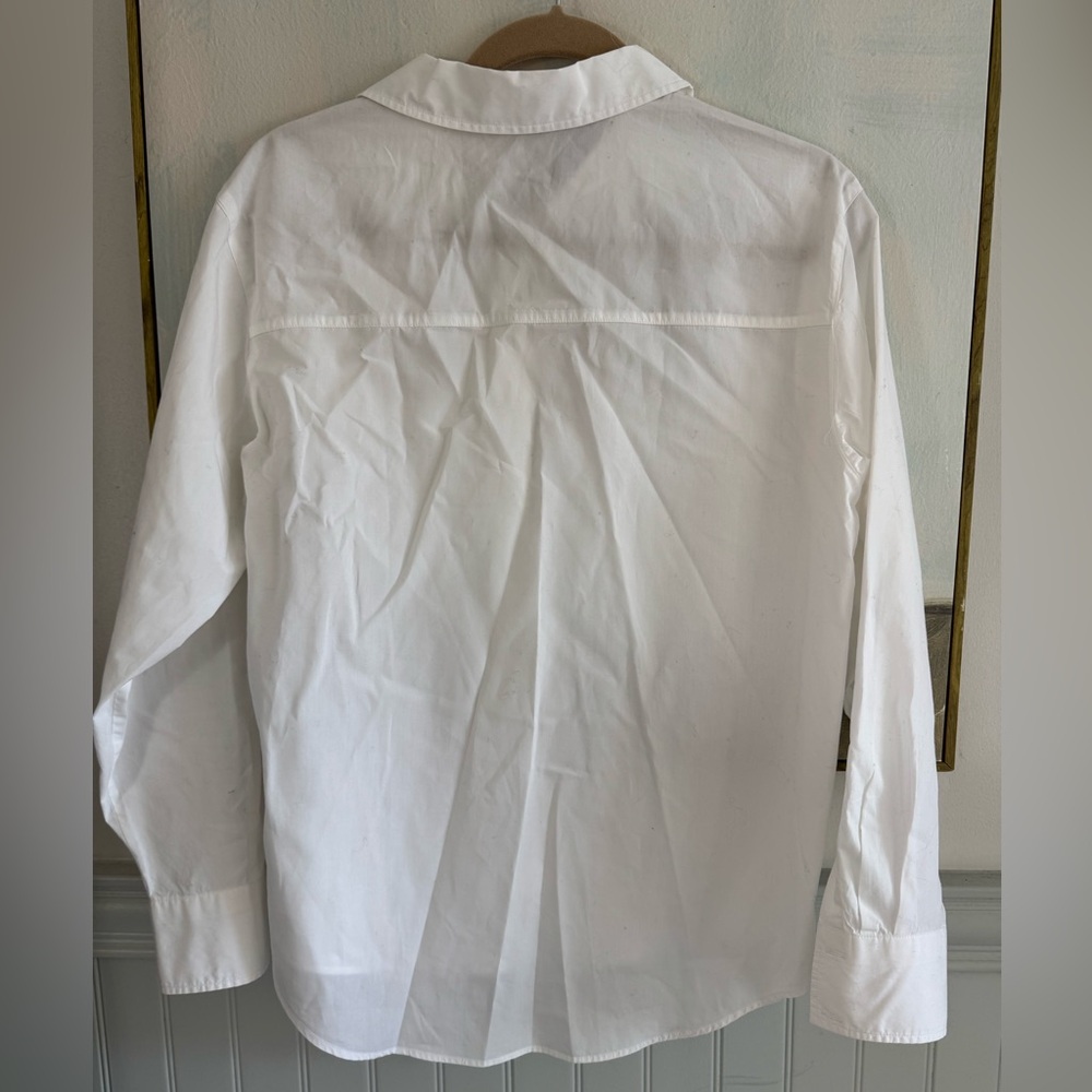 ZARA Poplin Shirt White Pocket Long Sleeve Shirt Size Small - Picture 5 of 5